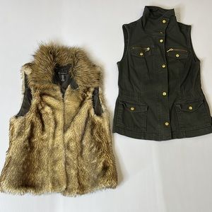 I.N.C. International Concepts Hunter green 3 in 1 fur vest